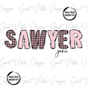 Custom Name PNG, Girl sublimation digital download, Pink Plaid Chic Name sublimation, Pinks font name png, Personalized Name shirt sign png