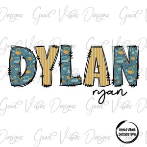 Construction Custom Name, Construction Themed Personalized Name PNG Sublimation, Boys name sublimation, Custom Made Name for Birthday Shirt