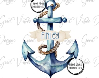 Custom Name PNG, Boy sublimation digital download, Blue Nautical Name sublimation, Anchor Custom font name png, Custom Sailor Boy Name PNG