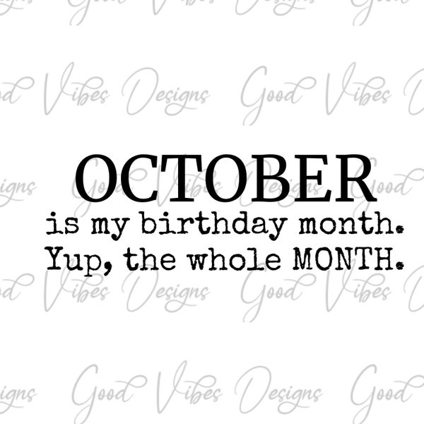 October is my birthday month. Yup the whole Month SVG & PNG Download, October birthday svg, born in October svg, October baby svg, fall baby