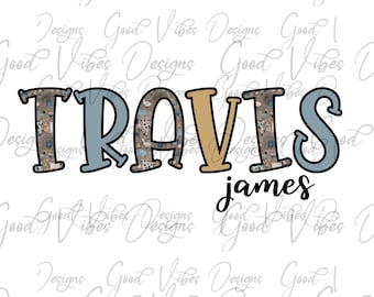Custom Name PNG, Farmhouse Font custom name png, Boy sublimation digital download, Farm Letter Name png, Personalized Name shirt sign png