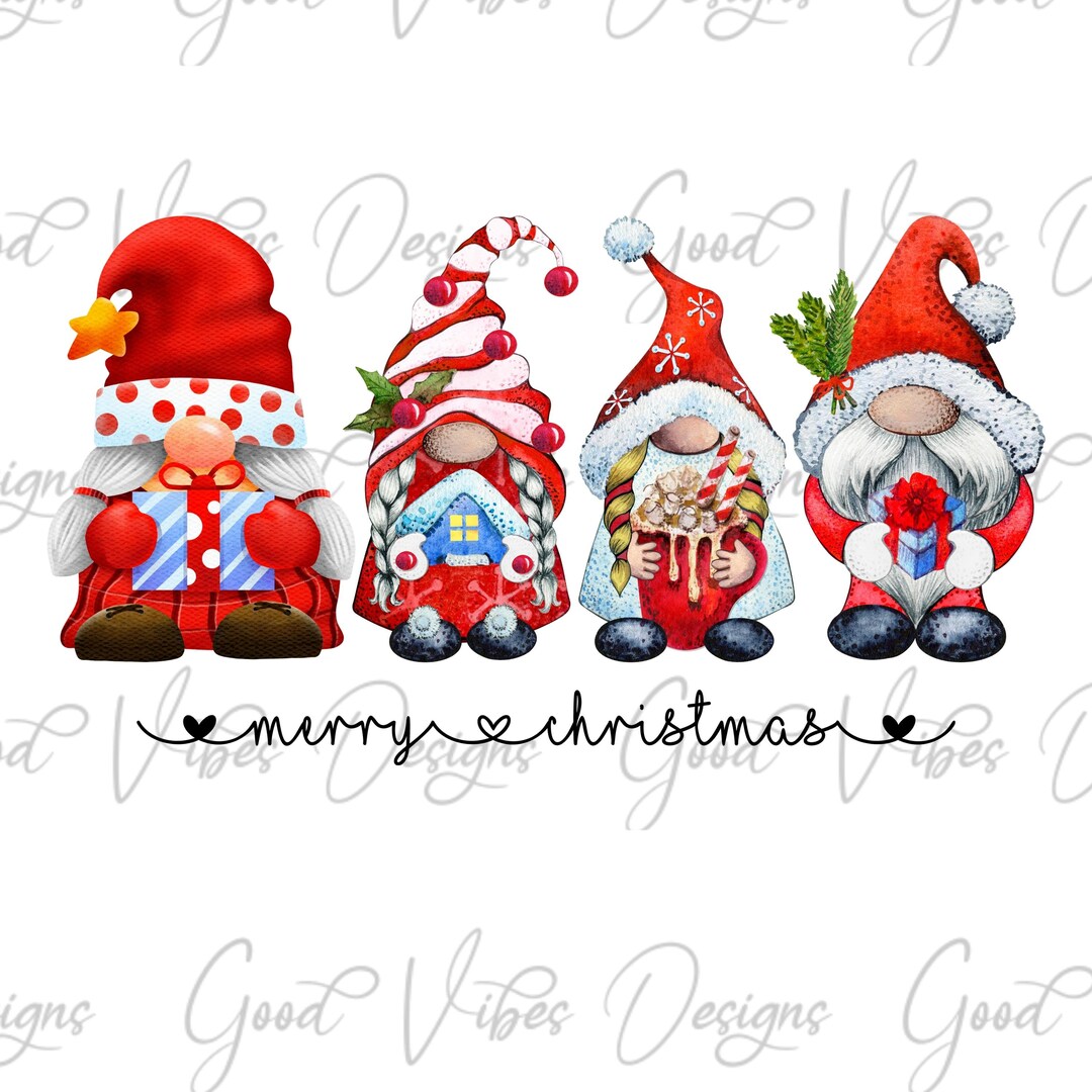 Four Gnomes Merry Christmas - PNG Download - Sublimation Download ...