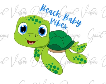 Beach Baby Turtle Vibes PNG Sublimation  - summer turtle shirt, turtle shirt, baby summer,Beach Sublimation PNG, Summer Sublimation Design