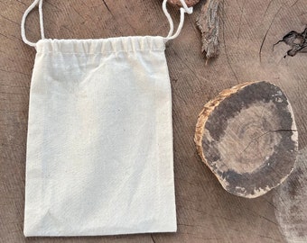 Organic Cotton Double Drawstring Calico Bags | Muslin Bags | Reusable Pouches | Eco-friendly Bags | Select Size & Quantity