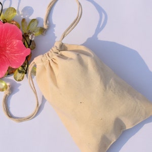 50 pcs of 100% Organic Cotton, Biodegradable and Reusable Premium Quality Muslin Double Drawstring Bags. (Select Size)