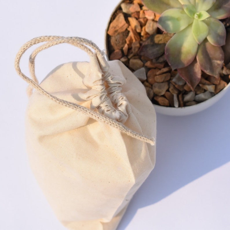 3x4 Inches Linen Pouch 100% Organic Cotton Biodegradable and Reusable Premium Quality Muslin Single Drawstring Bags 25 pcs Gift bags