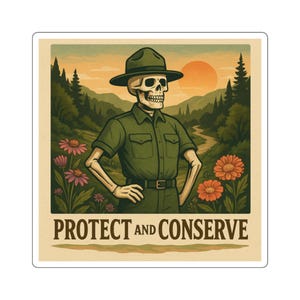 Square Stickers - Park Ranger Design, National Parks Gift, Outdoor Adventure Decal, Wilderness Lover Accessory, Hiking Trail Souvenir