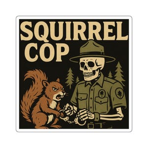 Park Ranger Square Stickers - Law Enforcement Outdoor Nature Gift Decal, Laptop Water Bottle Journal Car Bumper Decoration, Forest Wildlife