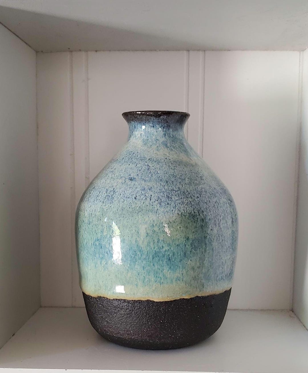 Hand Thrown Ceramic, Pottery Vase - Blue and Green Glazed Pottery. - Etsy