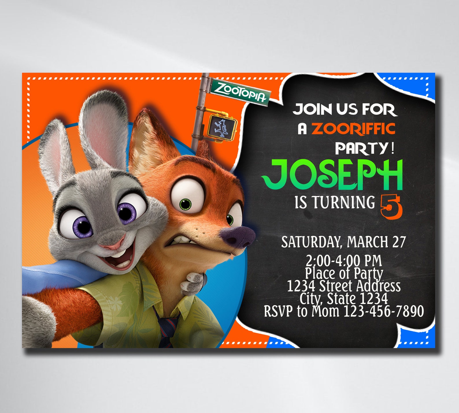 Zootopia Birthday Invitation Zootopia Birthday Party Etsy