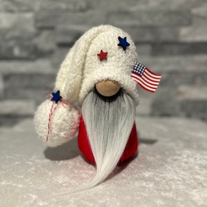 Patriotic Gnome • 4th of July Gnome • Flag Gnome • Independence Day Gnome • Red White & Blue • Patriotic Decor  • Tiered Tray Gnome •