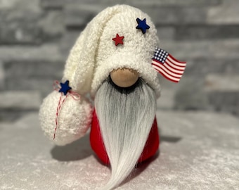 Patriotic Gnome • 4th of July Gnome • Flag Gnome • Independence Day Gnome • Red White & Blue • Patriotic Decor  • Tiered Tray Gnome •
