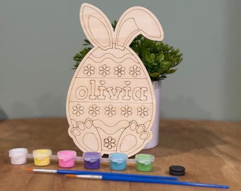 DIY Easter Bunny Paint Kit: Personalized Basswood Egg Craft