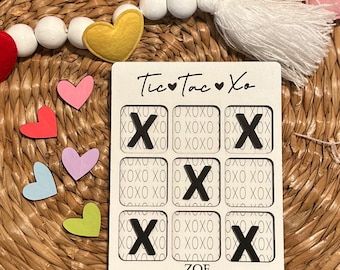 Personalized Tic Tac Toe Board Game • Valentines Day Tic Tac Toe • Travel Game • Children's Gift • Valentines Day Gift •