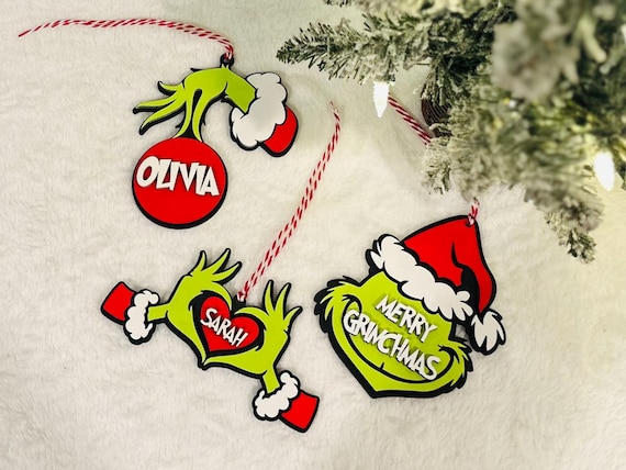 Personalized Grinch Ornaments • Grinch Name Tags • Stocking Tags • Grinch Christmas  • Personalized Ornament • Grinch Ornaments •