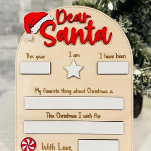 Liebes Santa Board • Liebes Santa Zeichen • Kinder Weihnachtsliste Board • Kinder Weihnachtswunsch • Weihnachtsschild für Kinder • Trocken abwischbares Weihnachtsboard