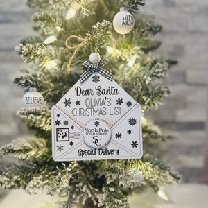 Adorno de carta a Papá Noel • Lista de Navidad • Adorno de Navidad personalizado • Adorno de lista de Papá Noel • Recuerdo • Regalos navideños