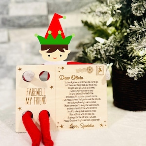 Abschiedsbox Elf Postkarte • Abschiedsbrief von Elf • Postkarte aus Holz • Weihnachtsdeko • Weihnachtsdeko • Elfe Postkarte