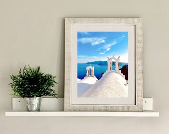 Santorini Greece Print | Whitewashed Village Seascape (Digital Download)