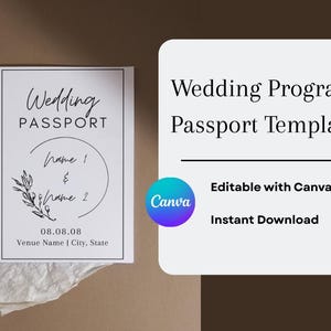 Hochzeit Passport Vorlage, bearbeitbare Canva Booklet (Instant Download)