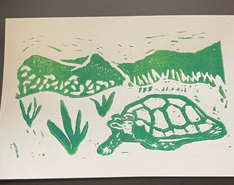 Galapagos Tortoise Print - 5x7 in unframed Block Print