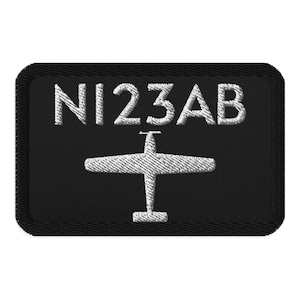 Custom Embroidered Aviation Patch 3.5&quot; x 2.25&quot;- Personalize with Tail Number or Name, Durable Blend, Perfect Pilot Gift