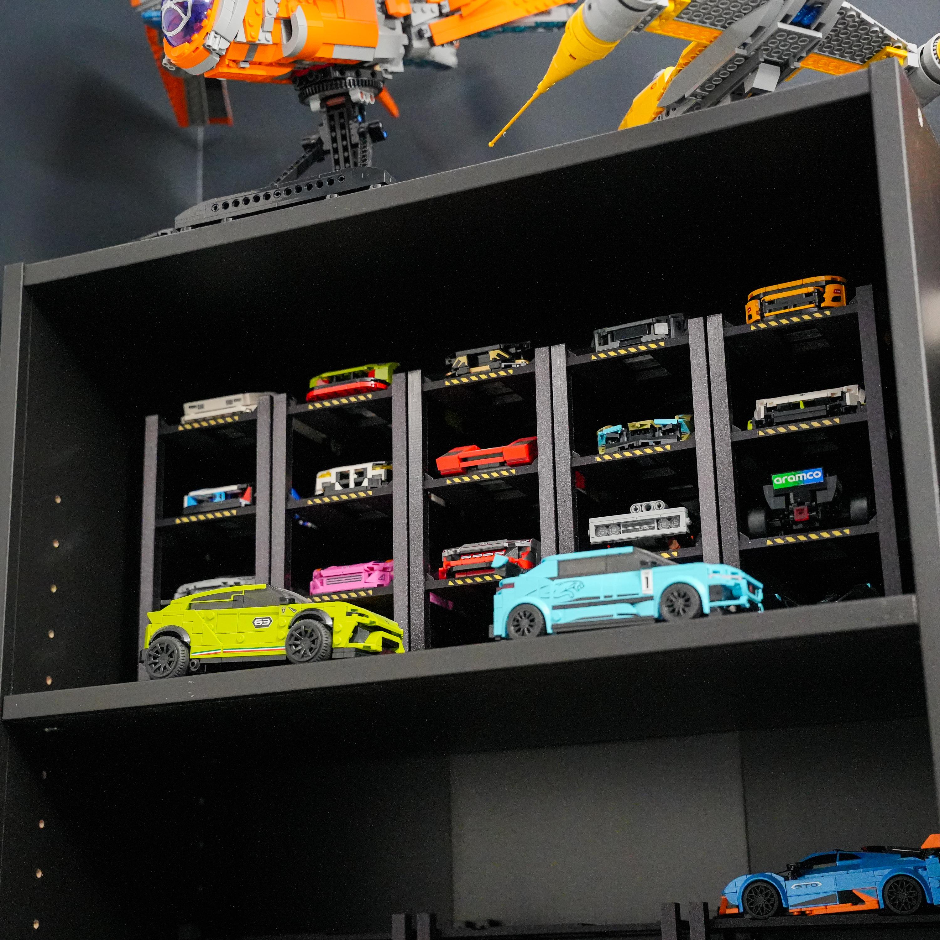 Modular Brick Car Display Rack – Front View, 8-wide Racing Car Shelf - Etsy