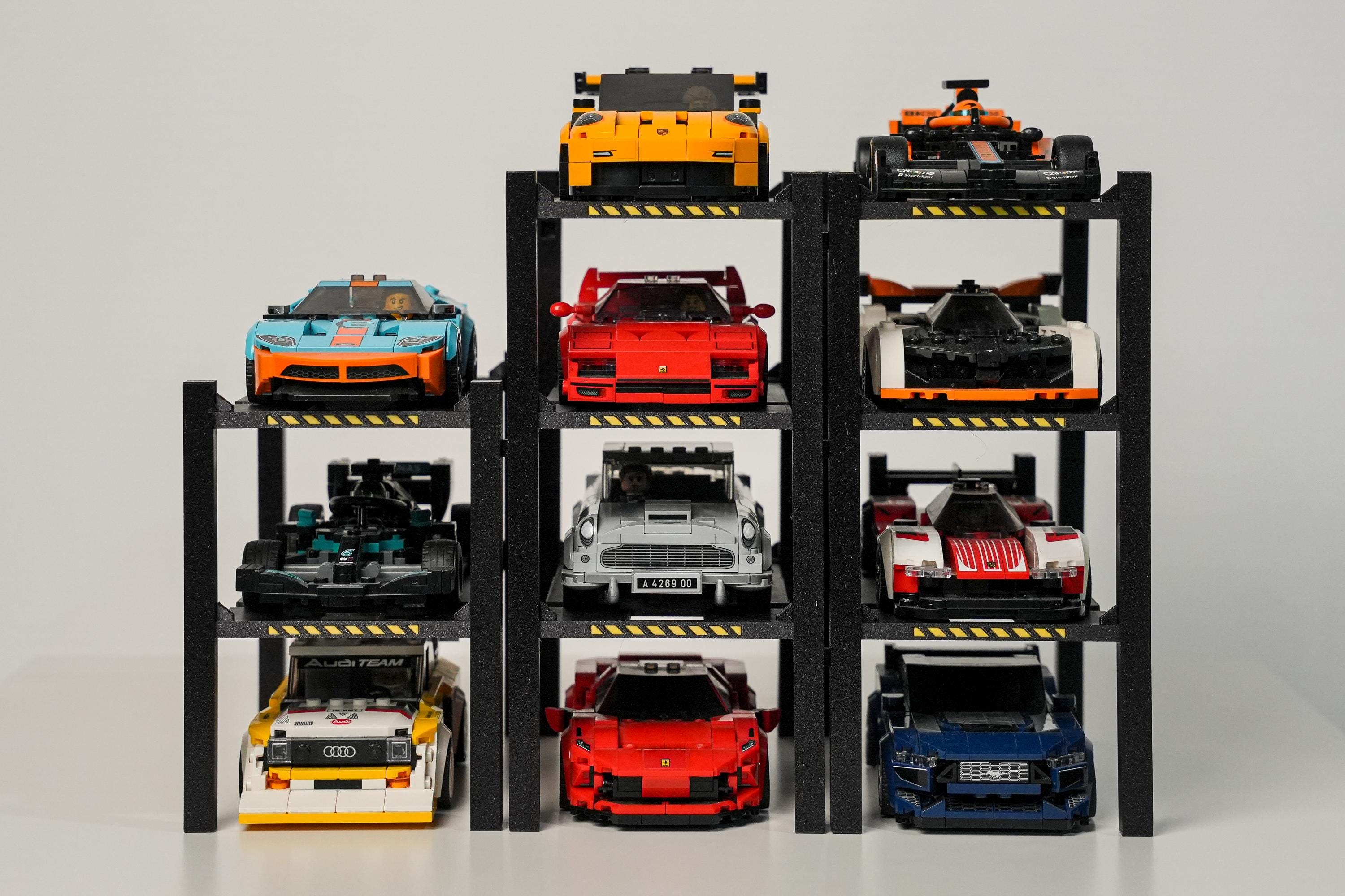 Modular Brick Car Display Rack – Front View, 8-stud Wide Racing Car ...