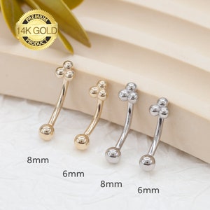 Echte 14K Solid Gold Blumen Tribal Curved Barbell Ohrring Augenbraue Knorpel Daith Helix Tragus Conch Rook Snug Snug Piercing Schmuck 16Gauge