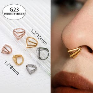 16G Triple Hoop Vendetta Clicker Earring Septum Ring Nose Cartilage Tragus Conch Helix Daith Piercing Seamless Hinged Implant Grade Titanium