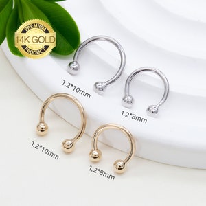 14K Solid Gold Horseshoes Earring/Smiley Piercing Jewelry/Septum Hoop/ Septum Ring/Cartilage Hoop/Conch Tragus Helix Daith Piercing Jewelry