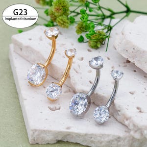 G23 Titanium Anodize Color Belly Button Ring Navel Piercing Double CZ Internally Threaded navel Ring Barbell Belly Jewelry 14 gauge