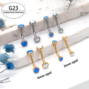 16G (1.2mm) Titanium Internally Threaded Curve Bar Fire Opal Flat End, Vertical lip, Eyebrow, Helix, Rook Earring 6mm,8mm,10mm