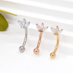 16G Surgical Steel Clover Clear CZ Eyebrow Piercing/Crystal Jewelry/Daith Piercing/Halloween Jewelry/Gifts/Cartilage Earrings/Daith Earrings