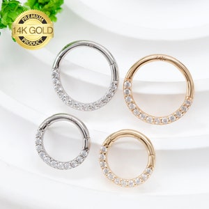 14K 16G Solid Gold Cartilage Hoop/Hinged Segment Septum Ring/Helix Daith Earring Conch Tragus Hoop/Gift For Her/Tiny earrings/Minimalist