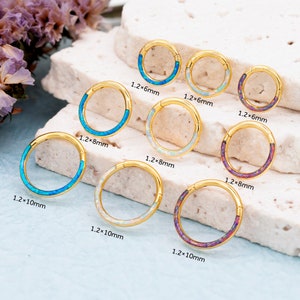 16G 316L OPAL Septum Piercing Helix Piercing Jewelry Hinged Nose Ring Daith Earrings Conch Piercing Helix Cartilage Tragus Lobe Belly Hoop