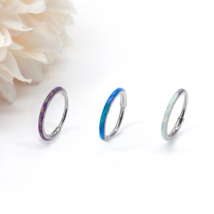 20G 316L Chirurgenstahl Opal Knorpel Hoop/Daith/Turmreiher Piercing/Nasenring/Septum Clicker/Klappsegment/Conch/Tragus/Halloween Geschenk