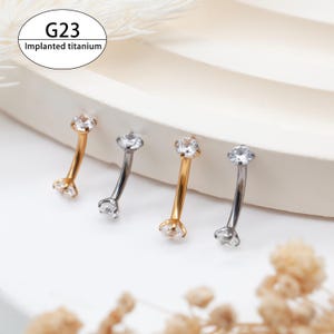 16G Titanium Claw Setting clear CZ Rook Earring/ Eyebrow Curved Rings/ Snug Rook Barbell/ Body Jewelry /Rook Piercing/Cartilage/Tragus/Daith