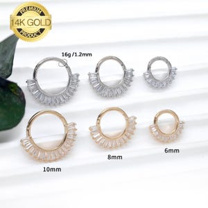 14k Solid Gold 16G 8mm Septum Ring,Daith Earring Tragus helix Cartilage Daith Conch Piercing Jewelry Conch/Helix/Nose Hoop