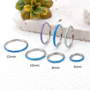 16G 20G Opal Cartilage Hoop/Daith/Rook Piercing/Nose Ring/Septum Clicker/Hinged Segment/Conch/Tragus/Halloween Gift
