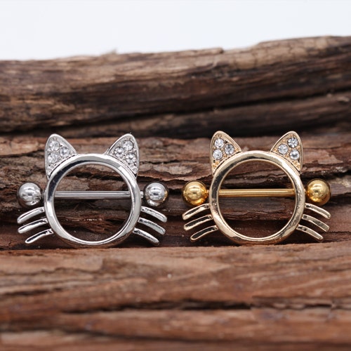 14G Black Cat Nipple Shield Piercing Jewelry/nipple Etsy