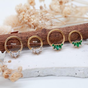 16G Oval Clear CZ /Emerald CZ Septum Ring/Nose Ring/Earrings/Cartilage Earrings Body Piercing/Halloween Jewelry/Halloween Gift