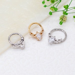 16G CZ Teardrop Septum Ring/Daith Earring/Tragus Jewelry/Helix Earring/Conch Earring/Hoop Earring/Cartilage Earring/Gift For Her/Minimalist