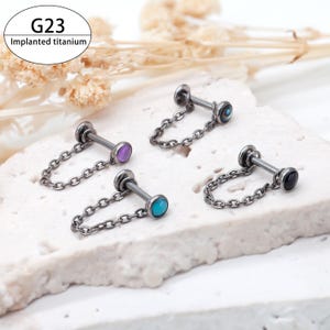 16G Impianto Grado Titanio Filettato Internamente Pietra Naturale Superiore Labret Barra Stud • Trago Naso Elica Cartilagine Conca Orecchio