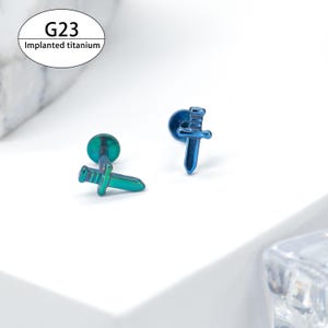 16G  Titanium Internally Thread Surgical Steel Dagger  Labret Stud / Helix/Tragus/Conch/Cartilage/Lobe/ Barbell/personalized jewelry