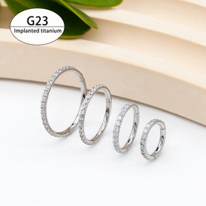 16G Implant Titanium Sparkling CZ Dainty Conch/Tragus/Daith/Rook Piercing/Septum Hinged/Cartilage Earring/Nose Hoop/personalized jewelry