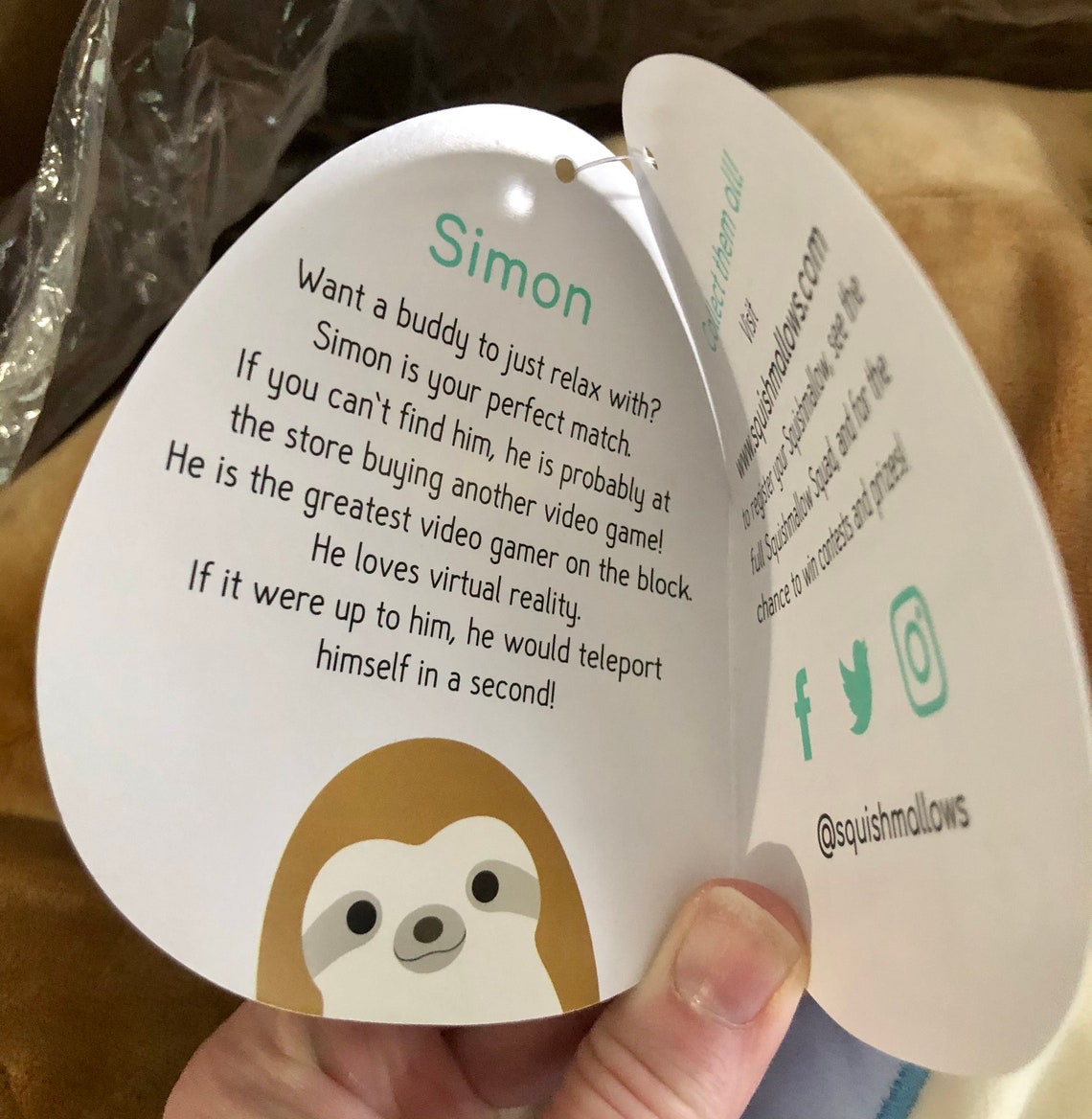 Personalized Jumbo 16 Simon the Sloth Squishmallow | Etsy
