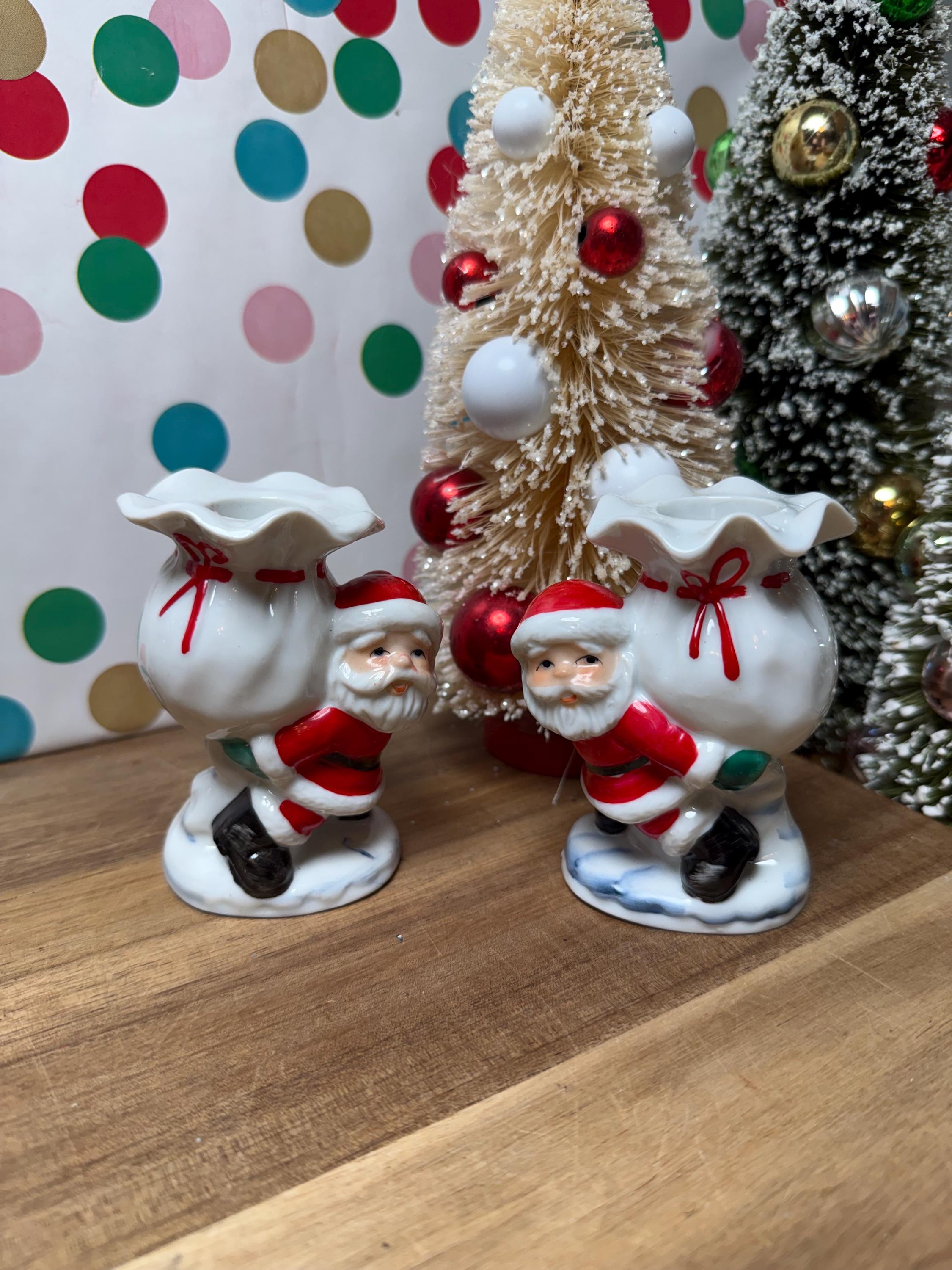 Vintage Ceramic Santa With Bag - Etsy