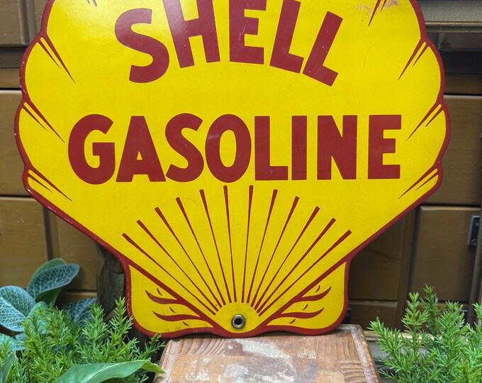 Vintage Porcelain Reproduction “ Shell “gas Pump Plate - Etsy