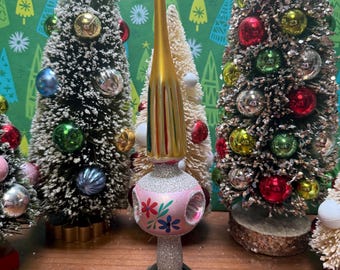 Vintage Aluminum Pom-pom Christmas Tree, 6-6.5” Tall, 43 Branch